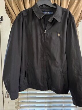 Ralph Lauren Black Bomber Jacket with Embroidered Pony